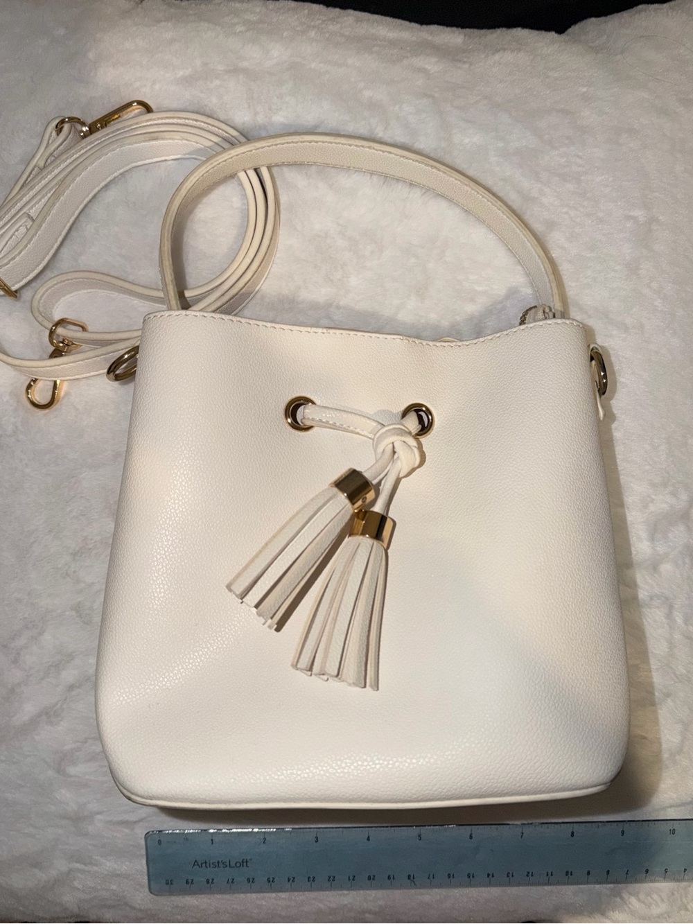 White Leather Bucket Bag
